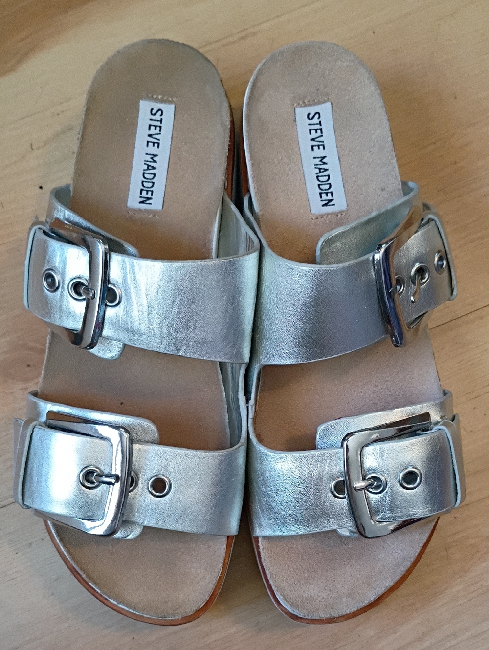 Steve Madden Pate Silver Platform Sandals